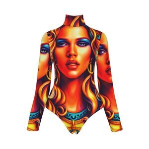 All-Over Print Women's Turtleneck Long Sleeve Bodysuit